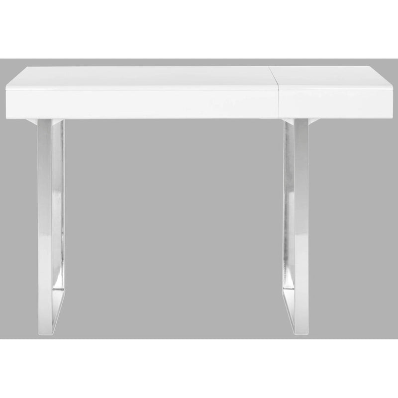 Contemporary White & Chrome Desk with Storage