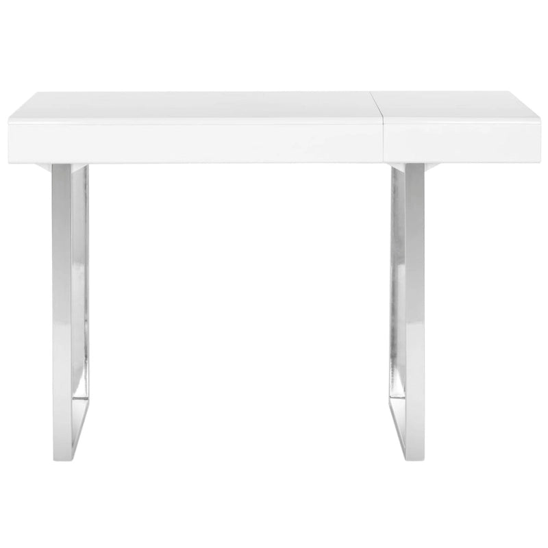 Contemporary White & Chrome Desk with Storage
