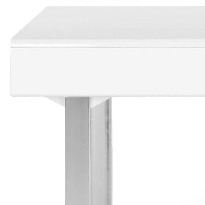 Contemporary White & Chrome Desk with Storage
