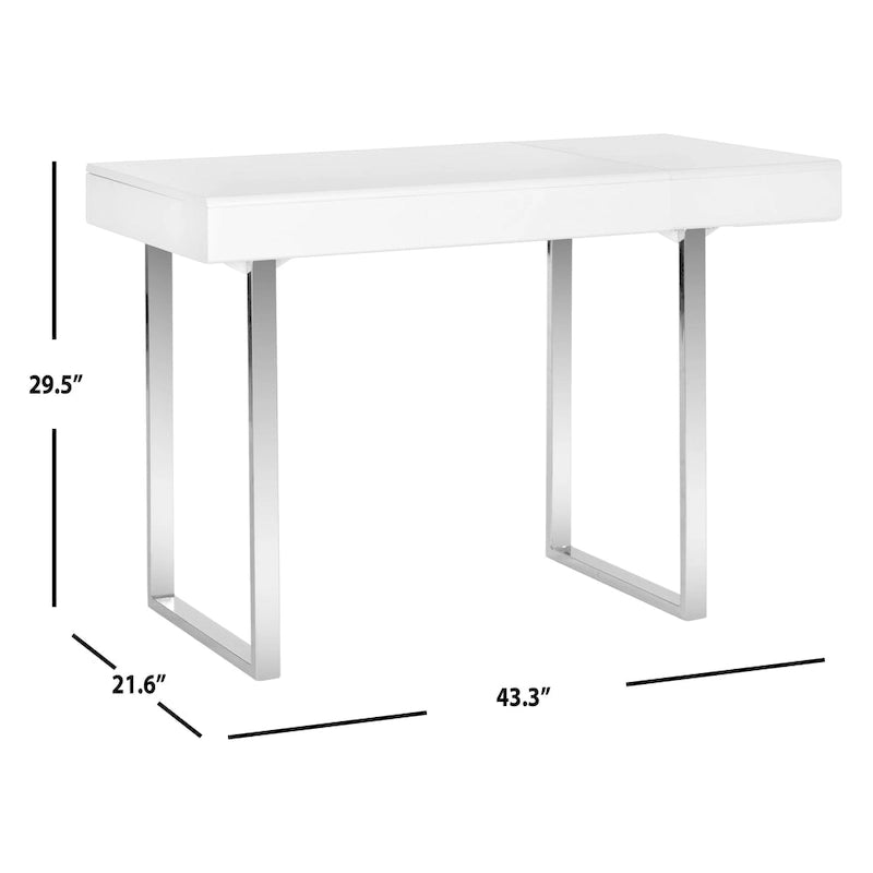 Contemporary White & Chrome Desk with Storage