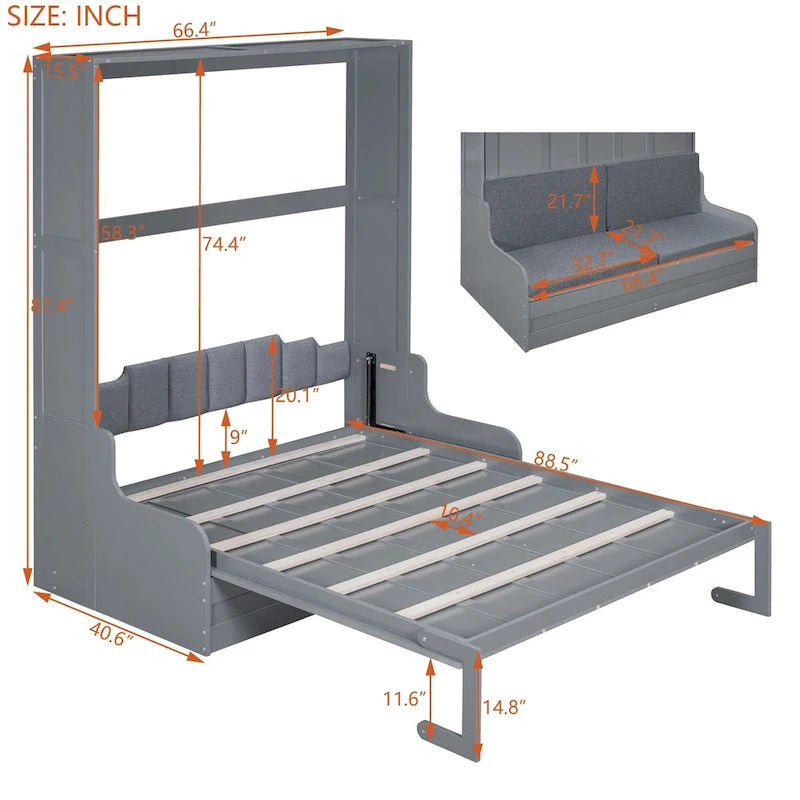 Queen Size Wall Bed with Cushion