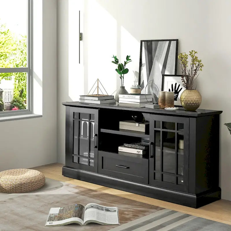Farmhouse TV Stand for TVs up to 70" Media Center with Glass