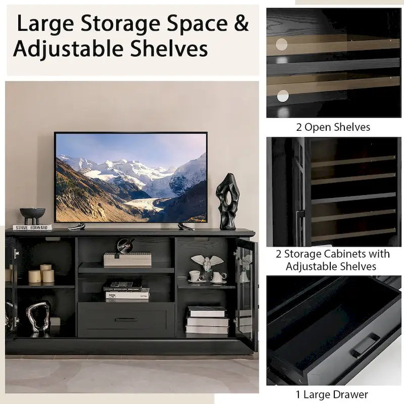 Farmhouse TV Stand for TVs up to 70" Media Center with Glass