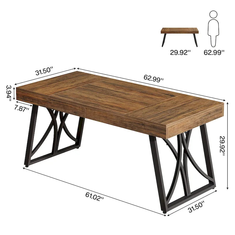 63-Inch Industrial Large Computer Desk