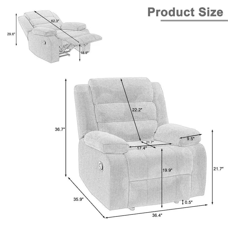 36" Push-Back Manual Recliner Chair