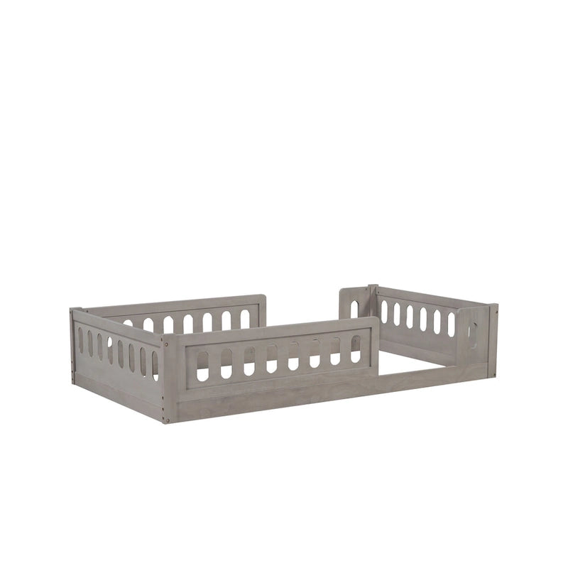 Twin Size Wooden Platform Bed with Guardrail