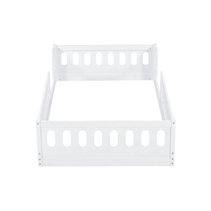 Twin Size Wooden Platform Bed with Guardrail