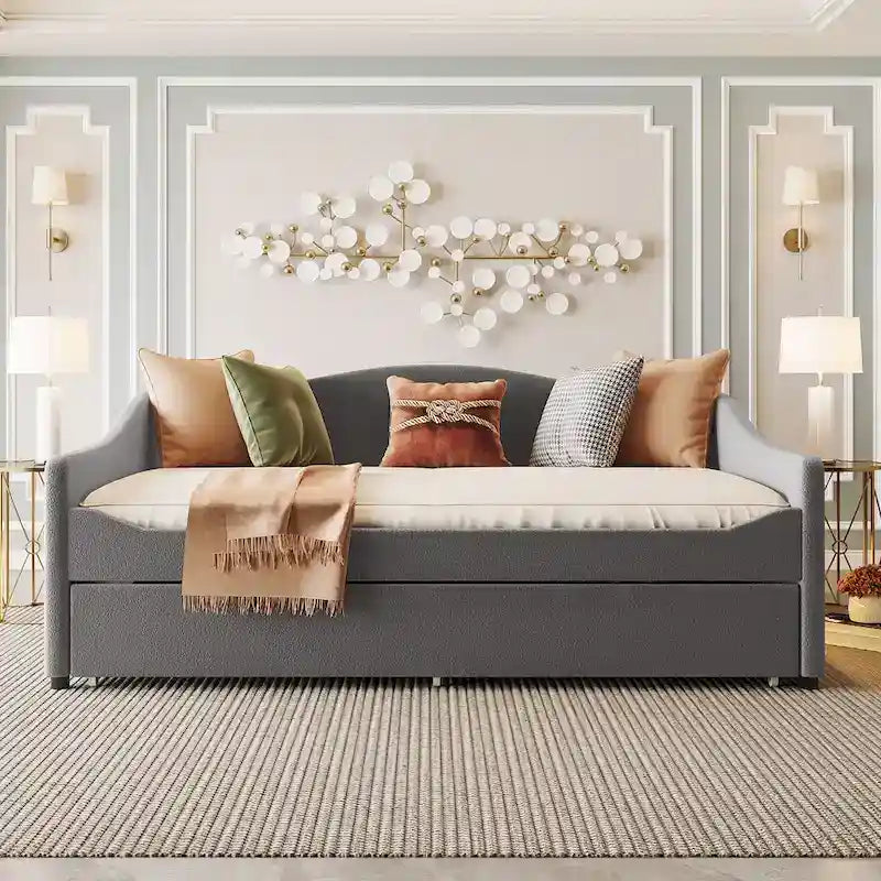 Teddy Fleece Daybed with Trundle and LED Lights