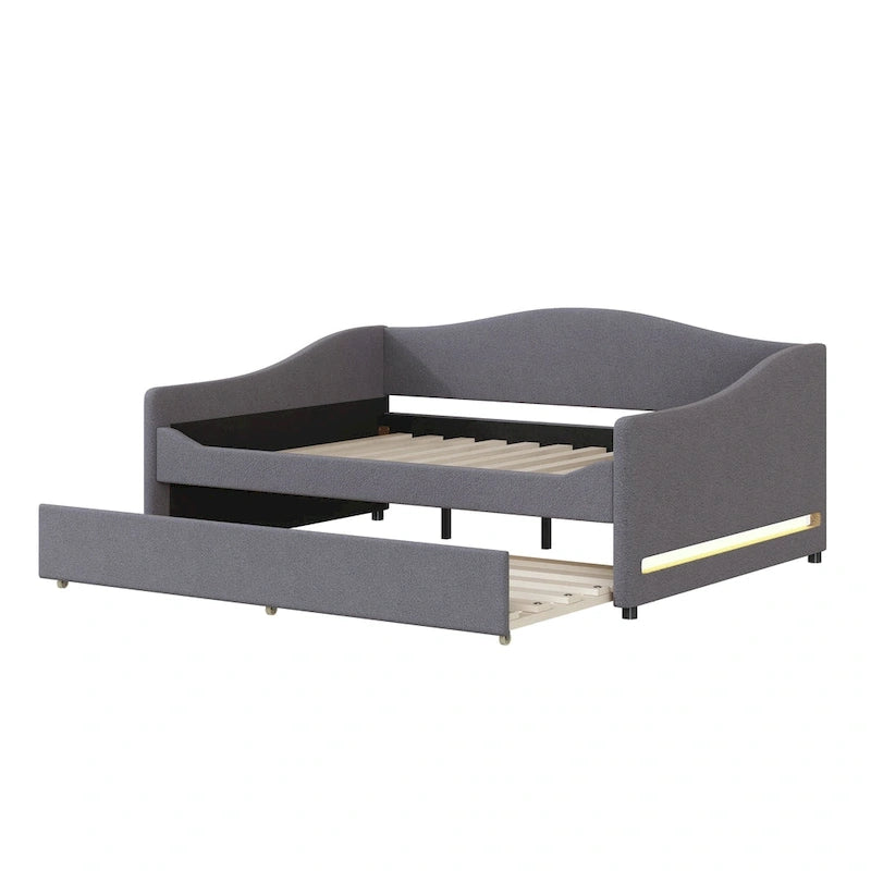 Teddy Fleece Daybed with Trundle and LED Lights