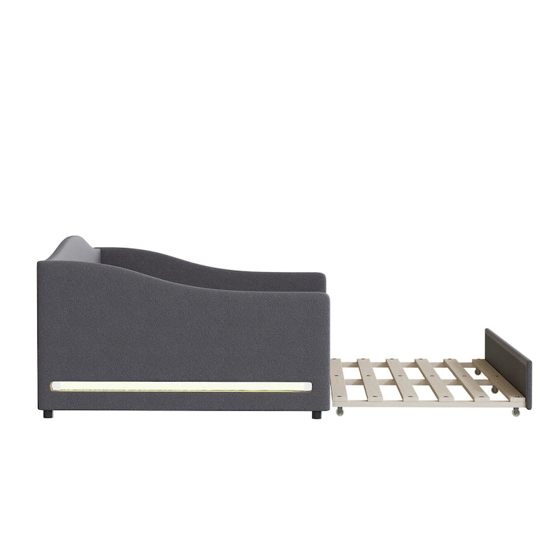 Teddy Fleece Daybed with Trundle and LED Lights