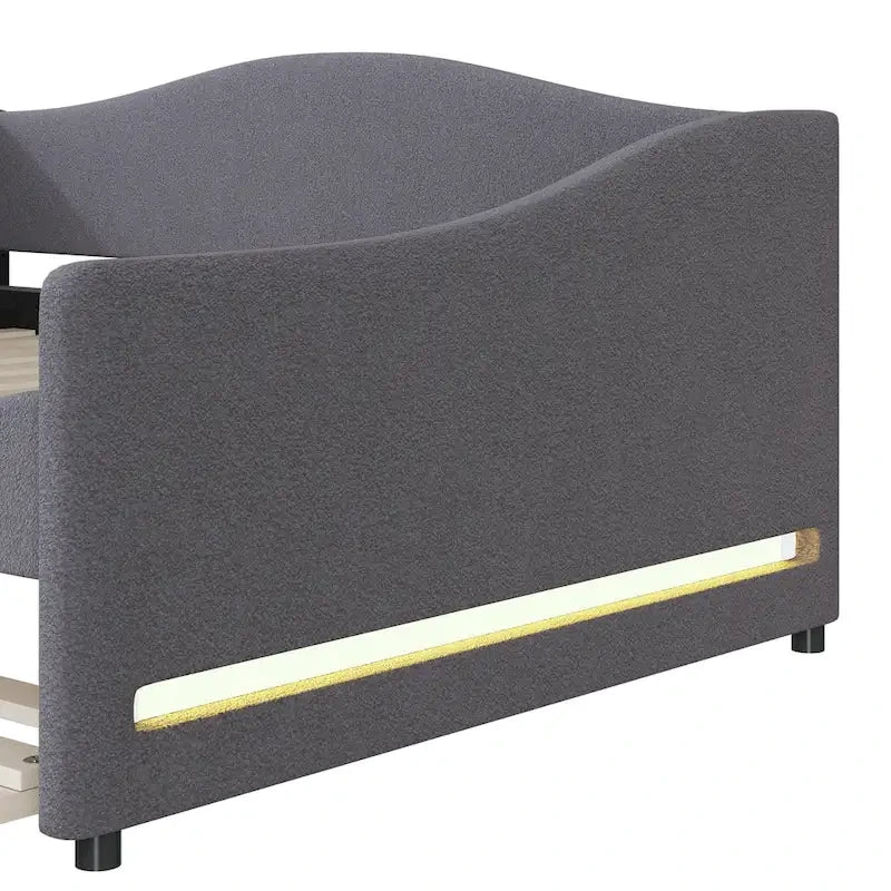 Teddy Fleece Daybed with Trundle and LED Lights