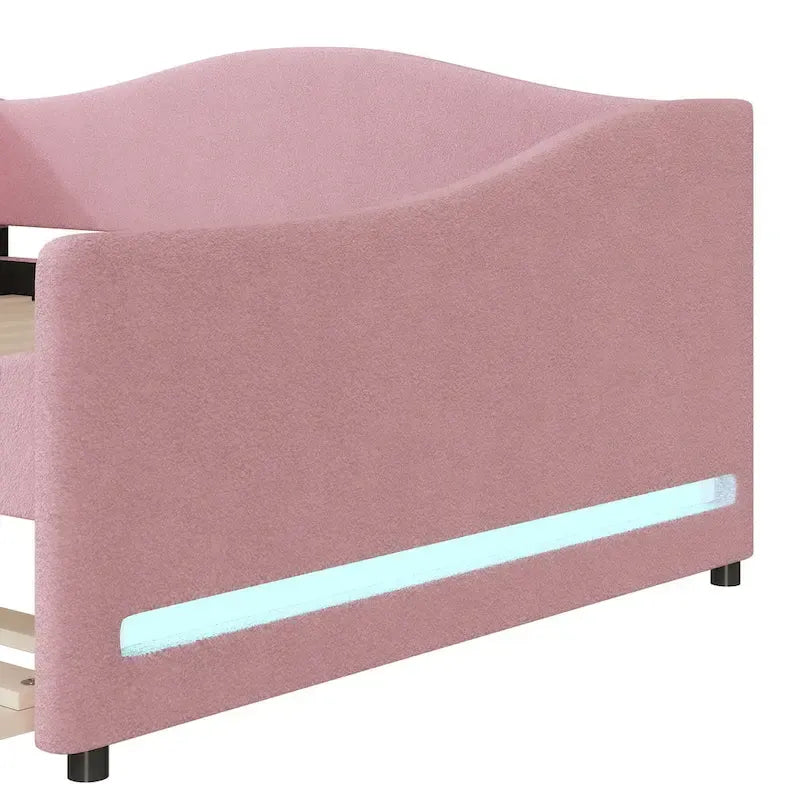 Teddy Fleece Daybed with Trundle and LED Lights