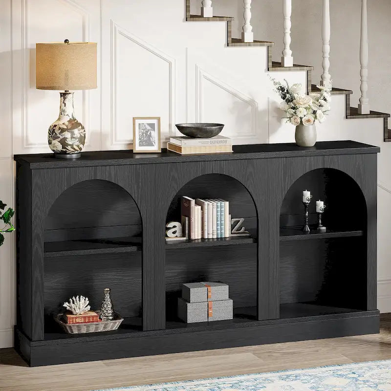 63-Inch Farmhouse Console Table with 3-Tier Storage