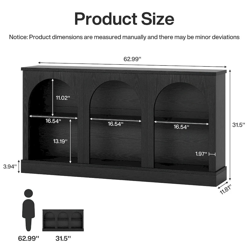 63-Inch Farmhouse Console Table with 3-Tier Storage