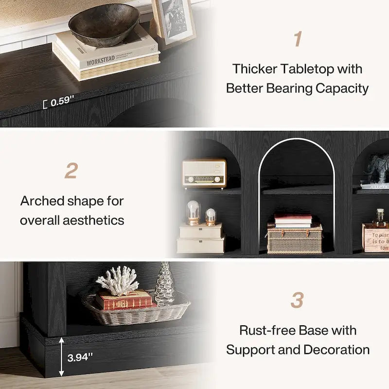 63-Inch Farmhouse Console Table with 3-Tier Storage