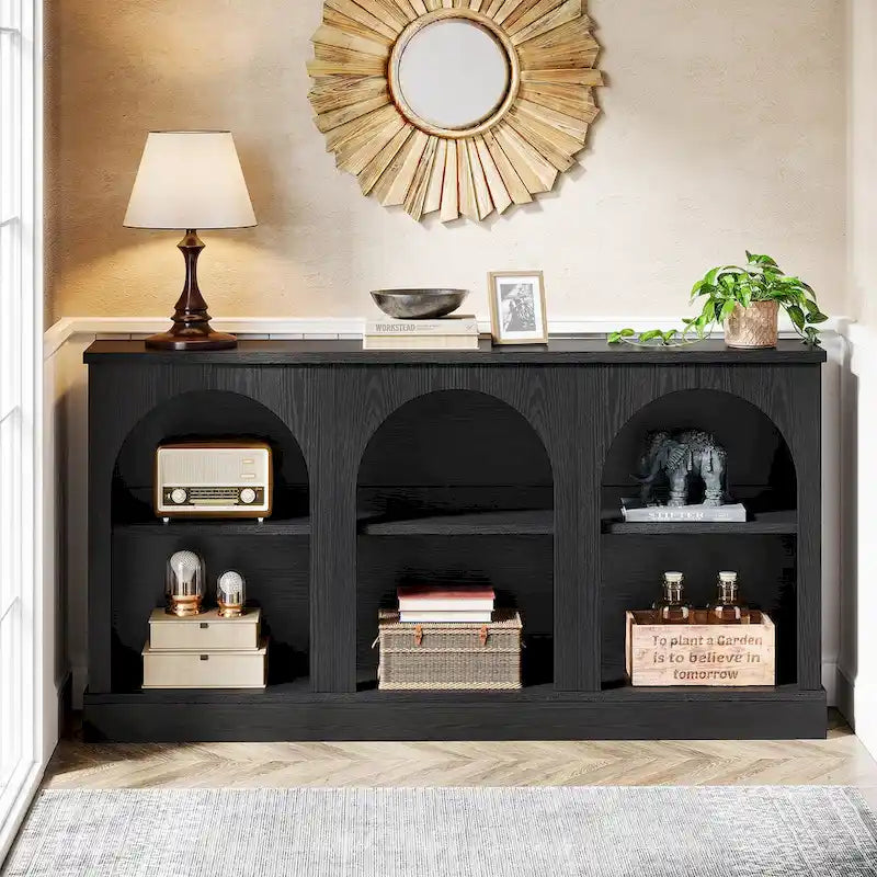 63-Inch Farmhouse Console Table with 3-Tier Storage