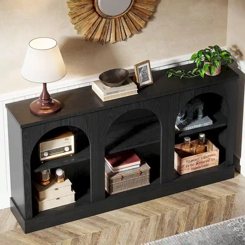 63-Inch Farmhouse Console Table with 3-Tier Storage