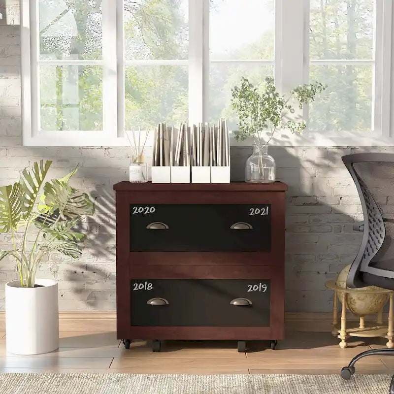 Vintage Walnut 2-Drawer File Cabinet
