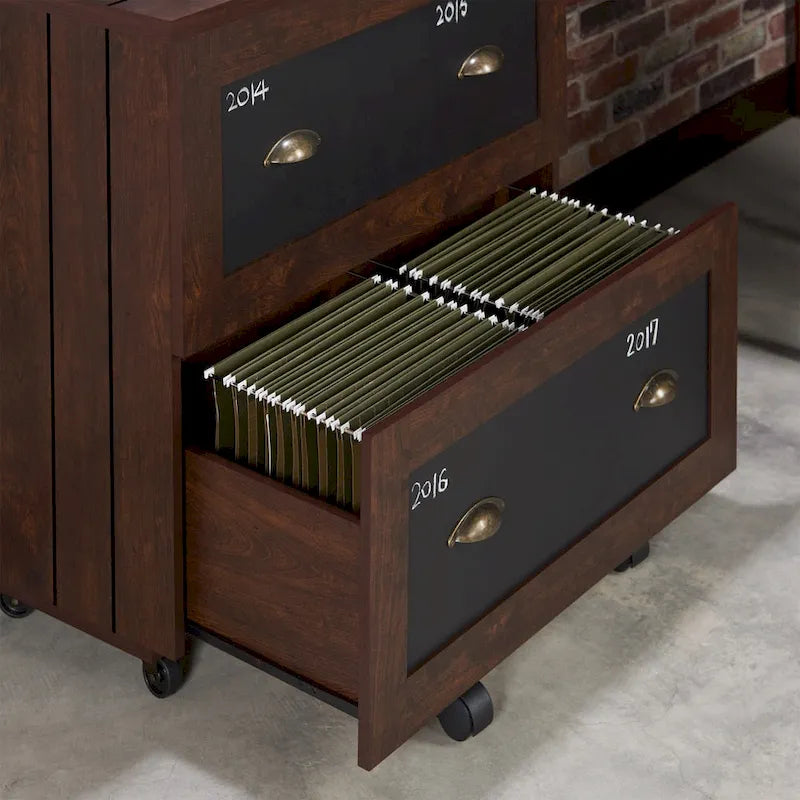 Vintage Walnut 2-Drawer File Cabinet