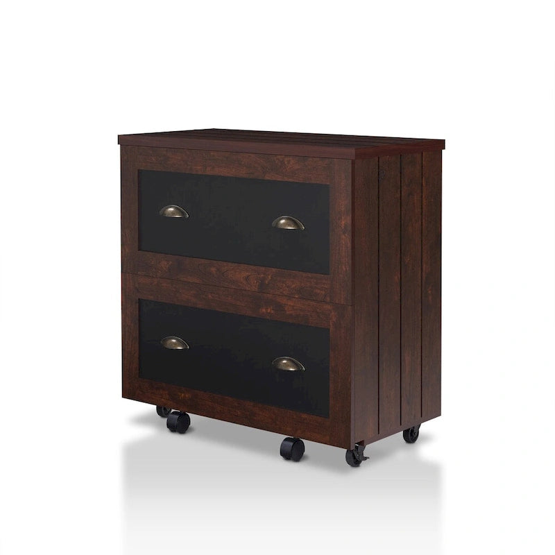 Vintage Walnut 2-Drawer File Cabinet