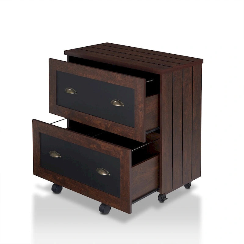 Vintage Walnut 2-Drawer File Cabinet