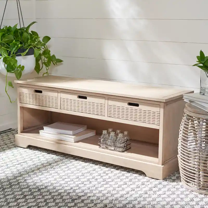 3-Drawer Bottom Shelf Storage Bench 47W x 15D x 19H
