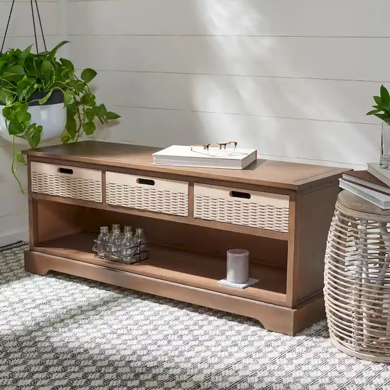 3-Drawer Bottom Shelf Storage Bench 47W x 15D x 19H