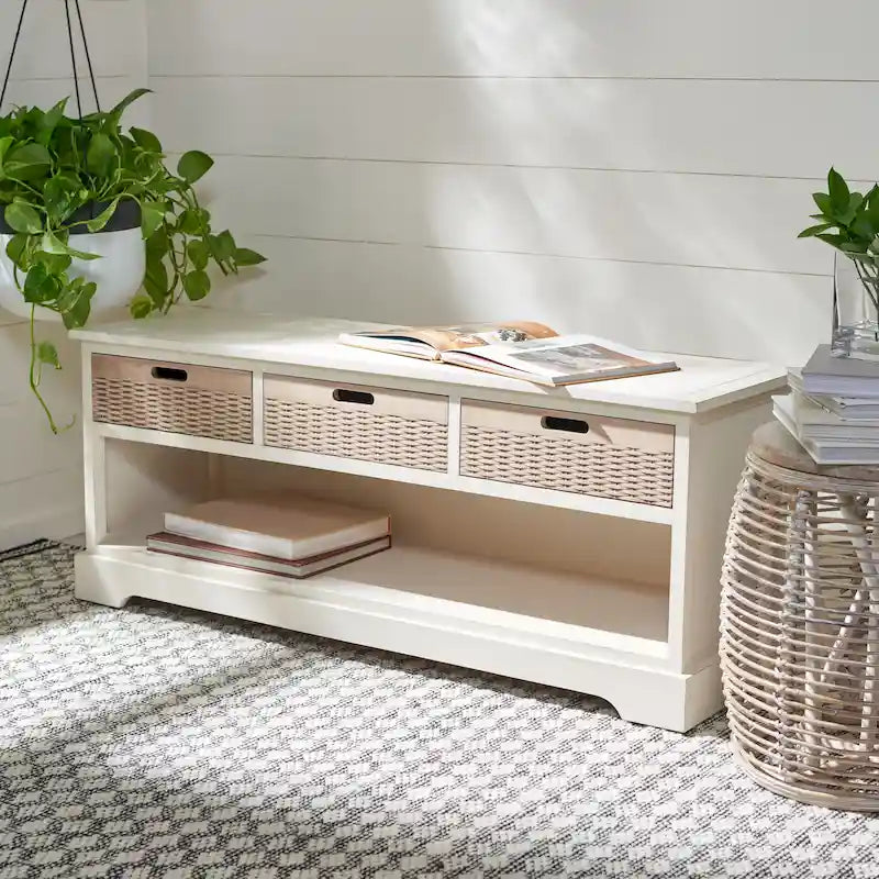 3-Drawer Bottom Shelf Storage Bench 47W x 15D x 19H