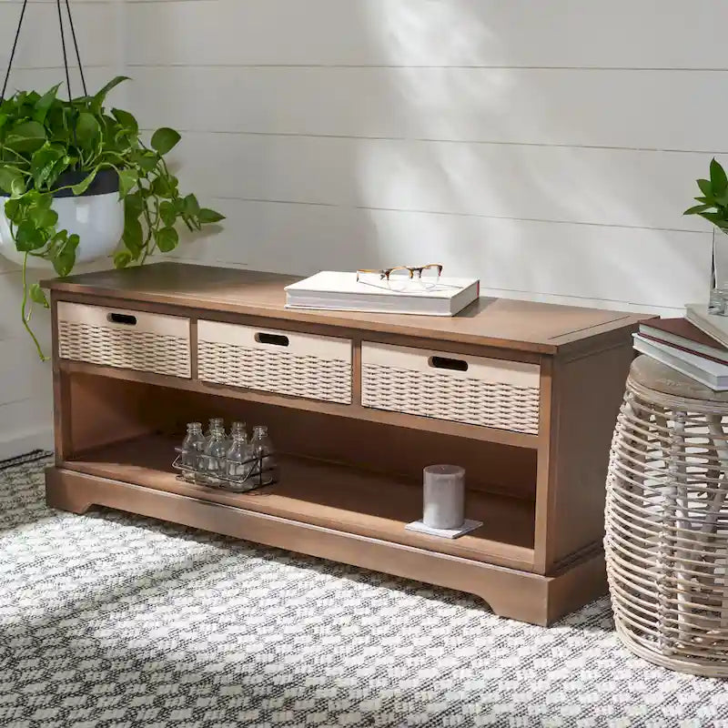 3-Drawer Bottom Shelf Storage Bench 47W x 15D x 19H