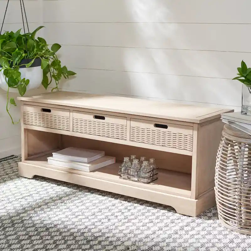3-Drawer Bottom Shelf Storage Bench 47W x 15D x 19H