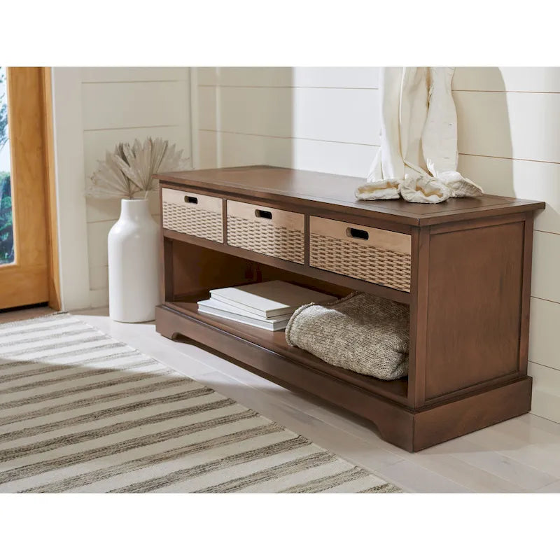 3-Drawer Bottom Shelf Storage Bench 47W x 15D x 19H