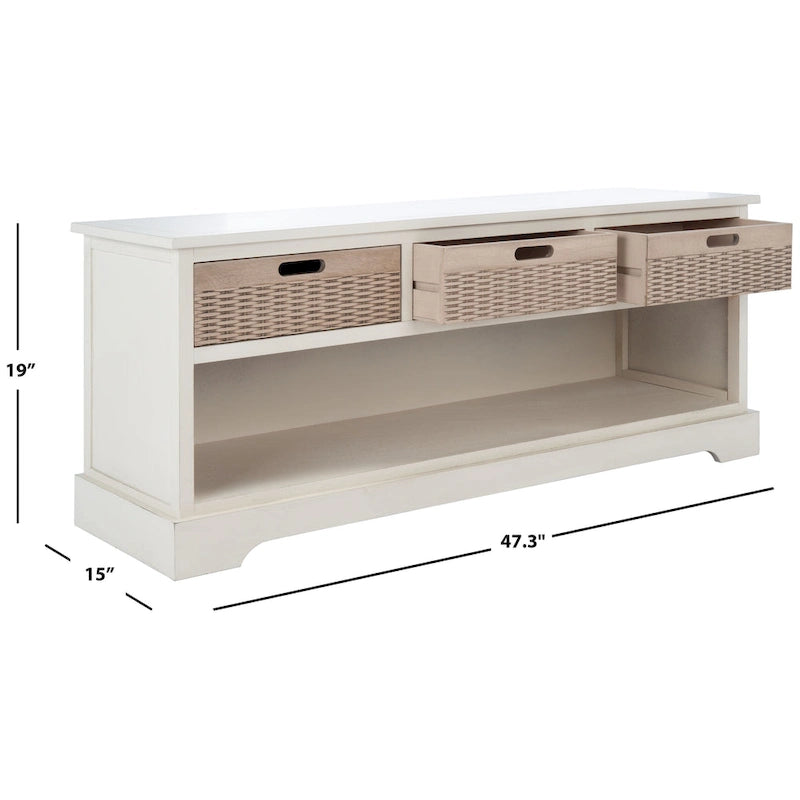 3-Drawer Bottom Shelf Storage Bench 47W x 15D x 19H