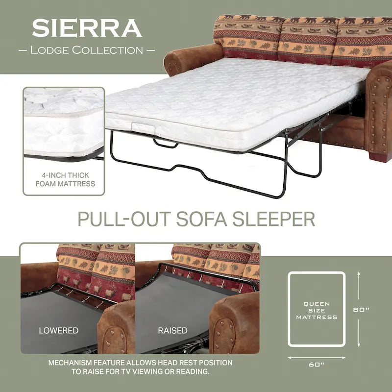 Rustic Lodge-Style Sleeper Sofa