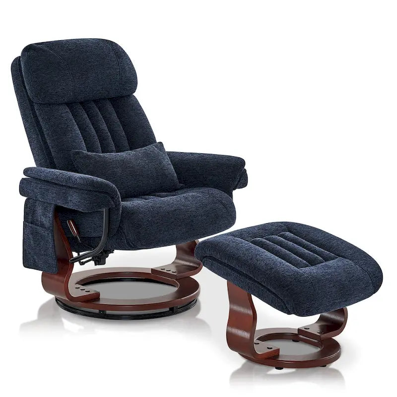 Swivel Recliner with Ottoman, Leisure Office Chair, Ergonomic Lounge Chair, Chenille Fabric