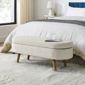 Oval Storage Ottoman with Rubber Wood Legs