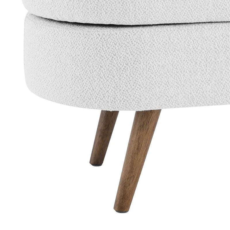 Oval Storage Ottoman with Rubber Wood Legs