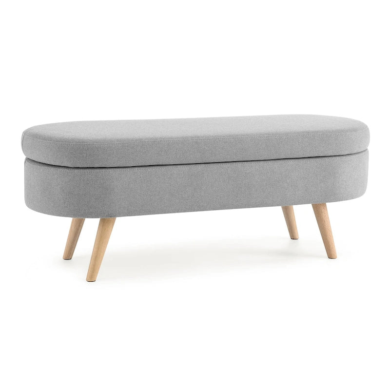Oval Storage Ottoman with Rubber Wood Legs