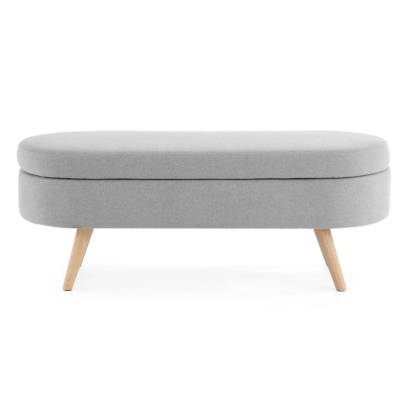 Oval Storage Ottoman with Rubber Wood Legs