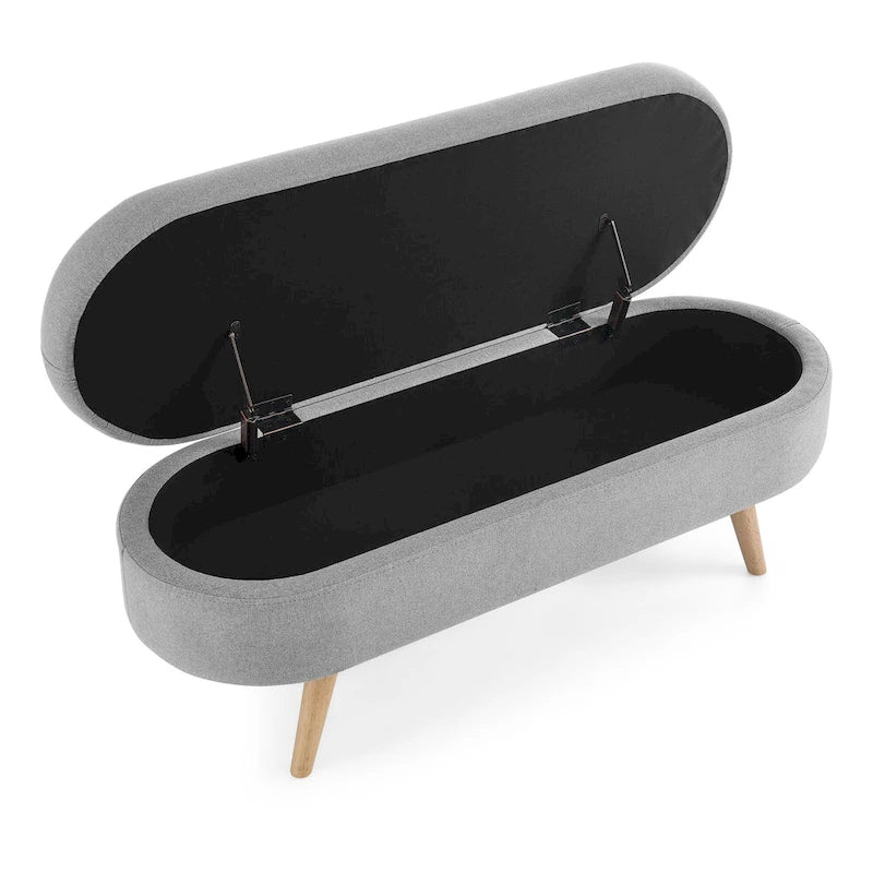 Oval Storage Ottoman with Rubber Wood Legs