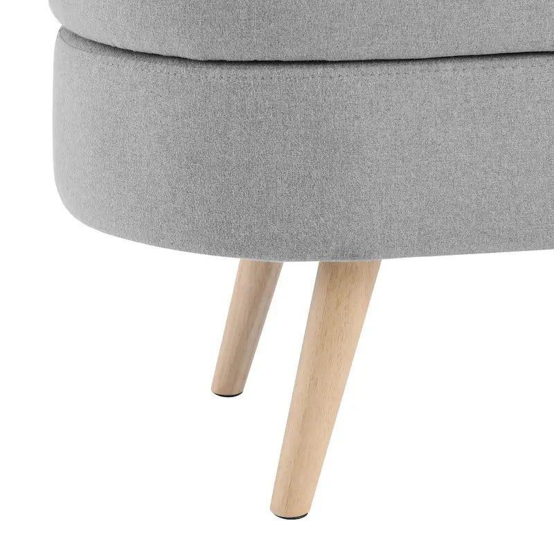 Oval Storage Ottoman with Rubber Wood Legs