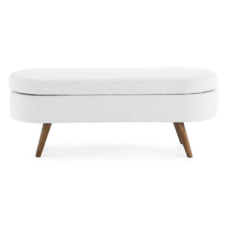 Oval Storage Ottoman with Rubber Wood Legs