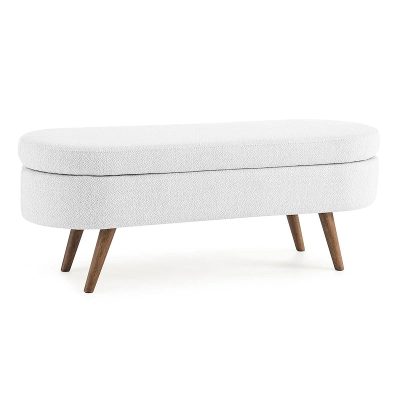 Oval Storage Ottoman with Rubber Wood Legs