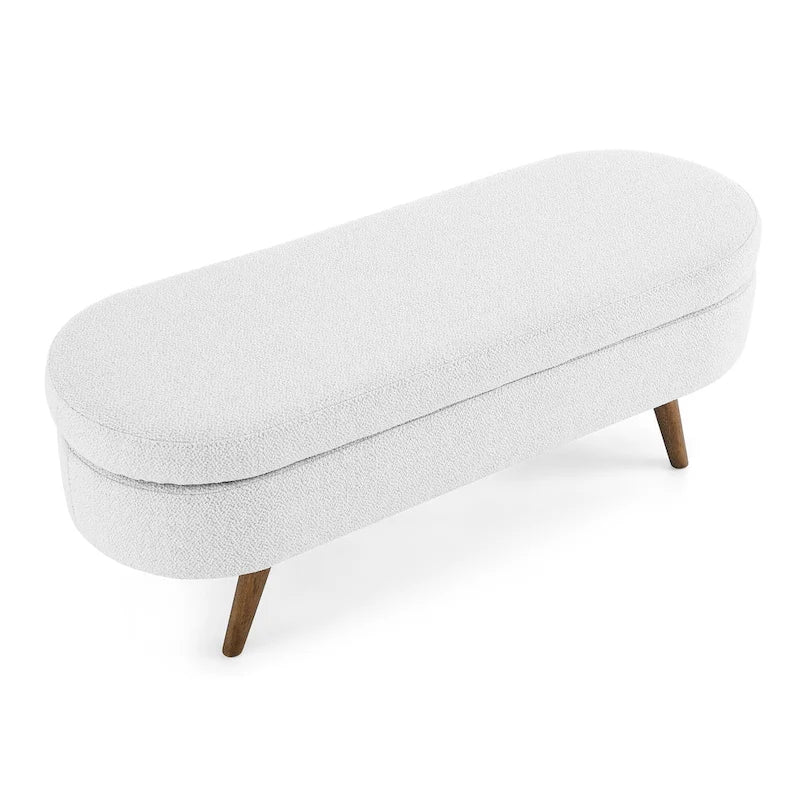 Oval Storage Ottoman with Rubber Wood Legs