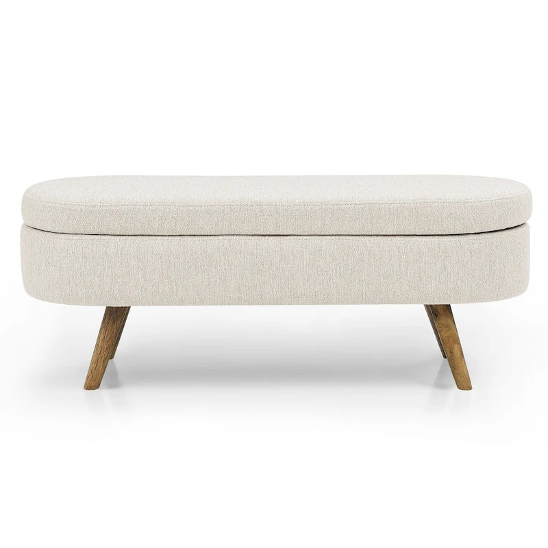 Oval Storage Ottoman with Rubber Wood Legs
