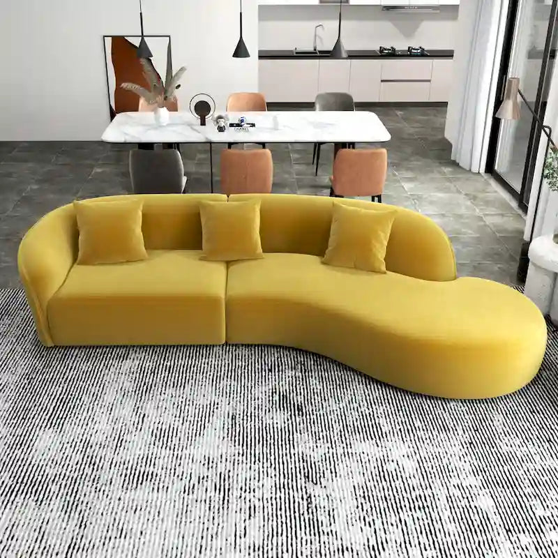 Japandi Style Luxury Modern Velvet Curved Sofa