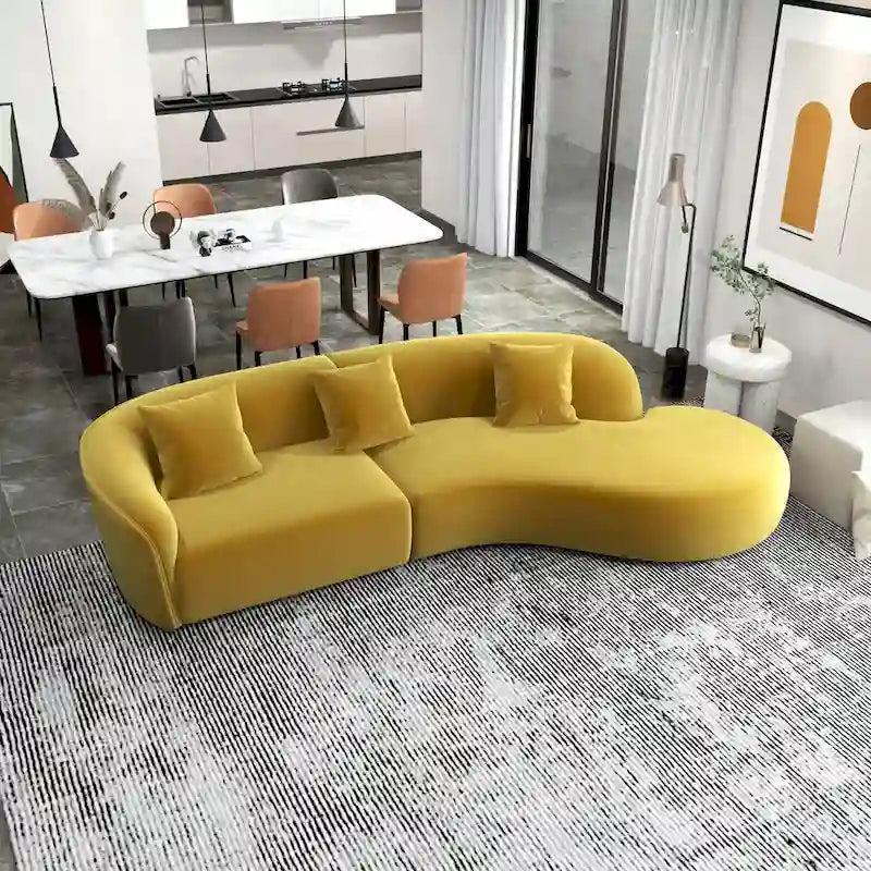 Japandi Style Luxury Modern Velvet Curved Sofa