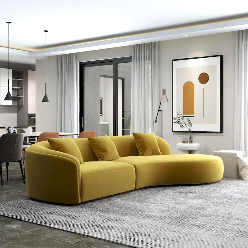 Japandi Style Luxury Modern Velvet Curved Sofa