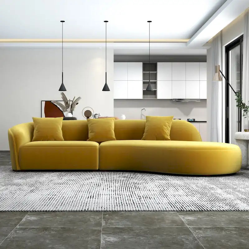 Japandi Style Luxury Modern Velvet Curved Sofa