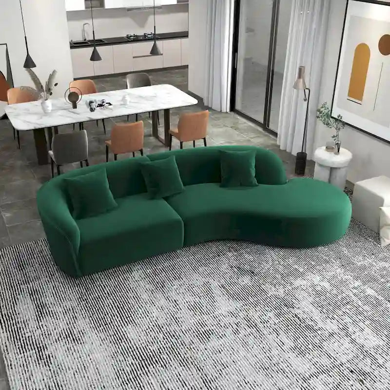 Japandi Style Luxury Modern Velvet Curved Sofa