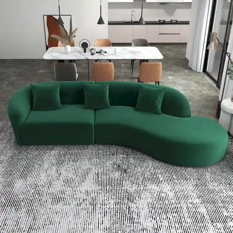 Japandi Style Luxury Modern Velvet Curved Sofa